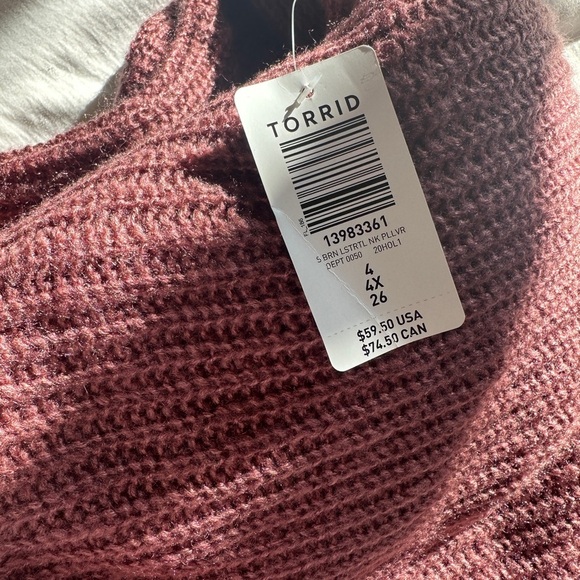 TORRID SWEATER WOMENS OVERSIZE 4 BURGUNDY COWL NECK TUNIC DOLMAN SLEEVE PULLOVER - Picture 4 of 8